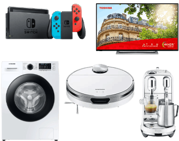 Keuze welkomstcadeaus: wasmachine, koffiemachine, Samsung smartphone, robot stofzuiger, Nintendo Switch